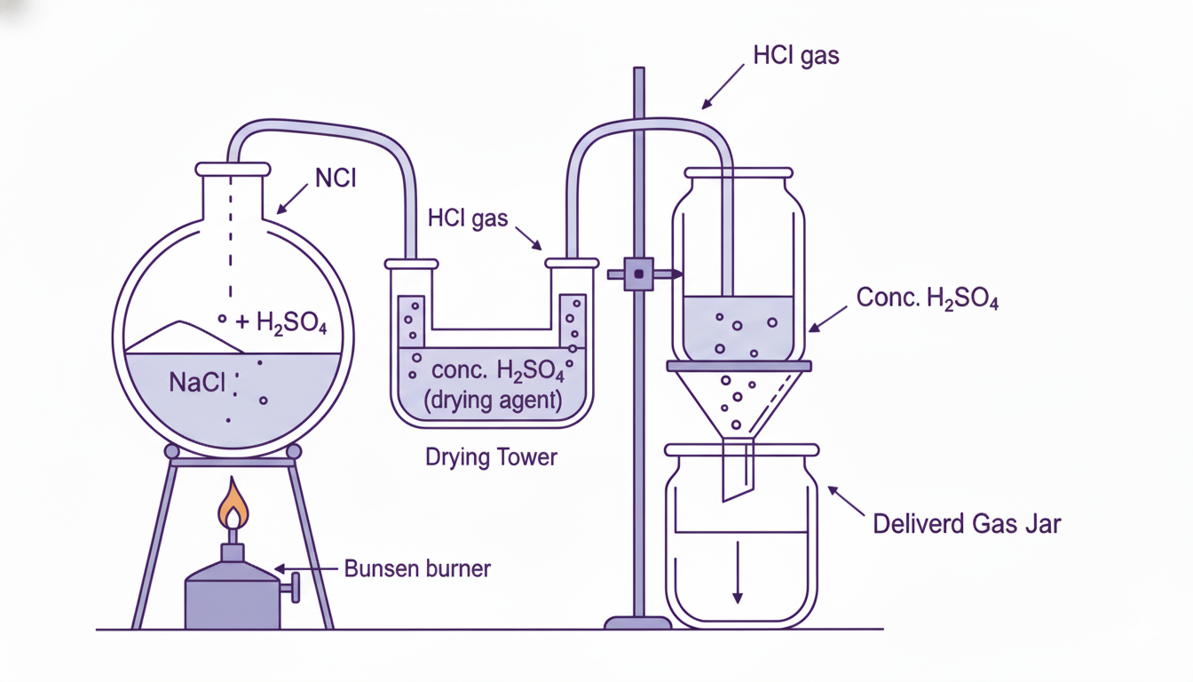 Laboratory setup for HCl gas preparation